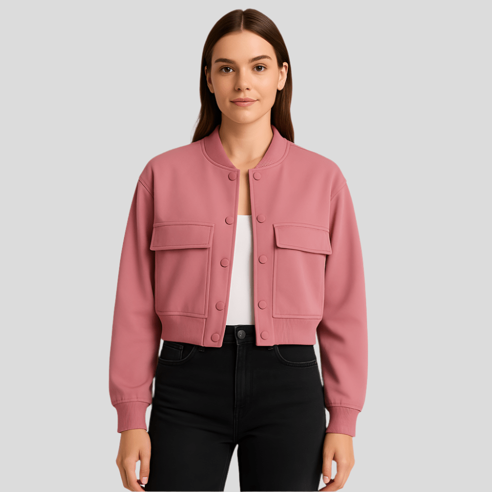 Pehmeä beige pilot jacket naisille - Mukava rento tyyli - EmiyoSuomi - Bomberjacket - Nainen