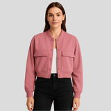 Pehmeä beige pilot jacket naisille - Mukava rento tyyli - EmiyoSuomi - Bomberjacket - Nainen