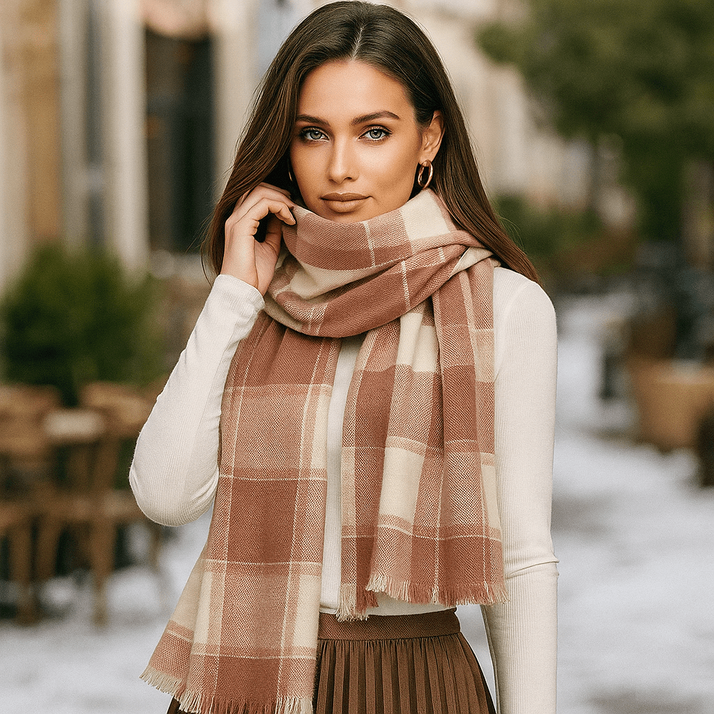 Pehmeä ja Tyylikäs Ruudullinen Huivi – Liora - EmiyoSuomi - Huivit