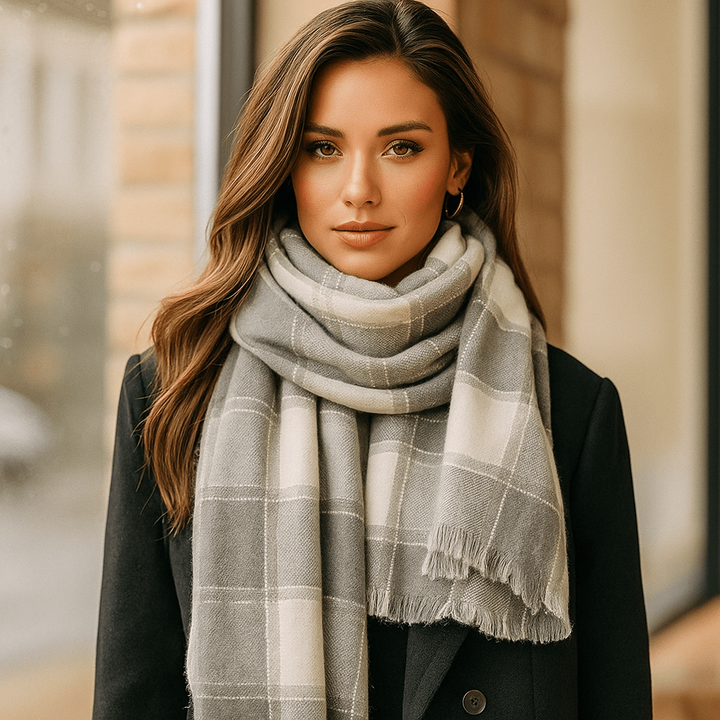 Pehmeä ja Tyylikäs Ruudullinen Huivi – Liora - EmiyoSuomi - Huivit