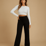 Pehmeät korkeavyötäröiset vapaa - ajan housut - Mukavuus ja tyyli - EmiyoSuomi - Farkut Naisten