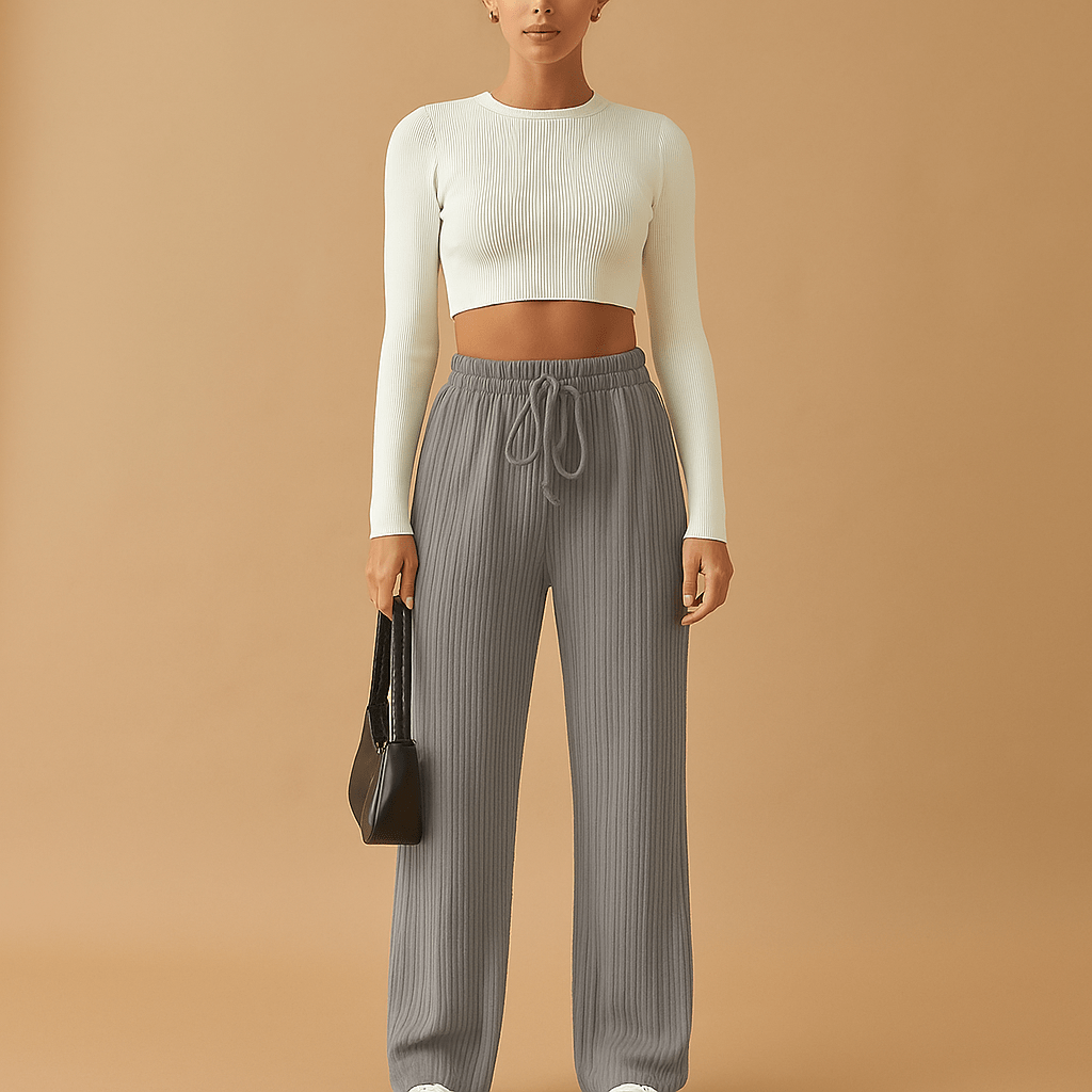 Pehmeät korkeavyötäröiset vapaa - ajan housut - Mukavuus ja tyyli - EmiyoSuomi - Farkut Naisten