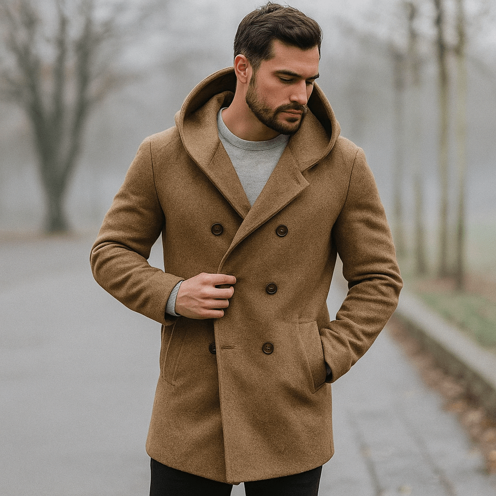 Pitkä huppu trench coat miehille - tyylikäs - vettä hylkivä - mukava - EmiyoSuomi - Takit - Miehet