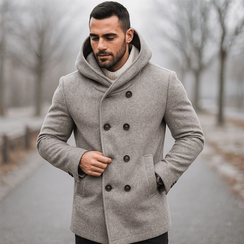 Pitkä huppu trench coat miehille - tyylikäs - vettä hylkivä - mukava - EmiyoSuomi - Takit - Miehet