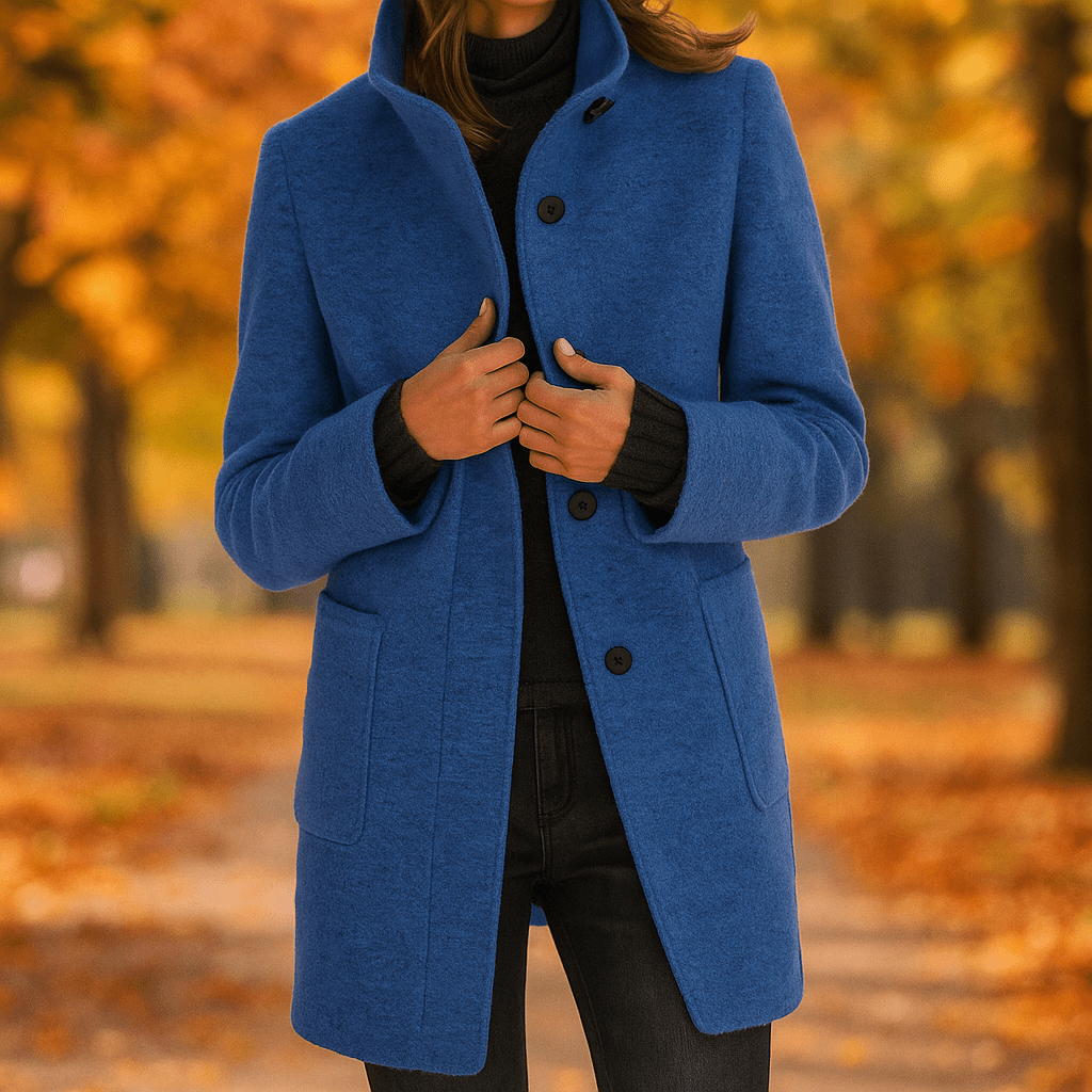 Pitkähihainen rento takki - pystykaulus - mukavuutta ja tyyliä - EmiyoSuomi - Takki Nainen