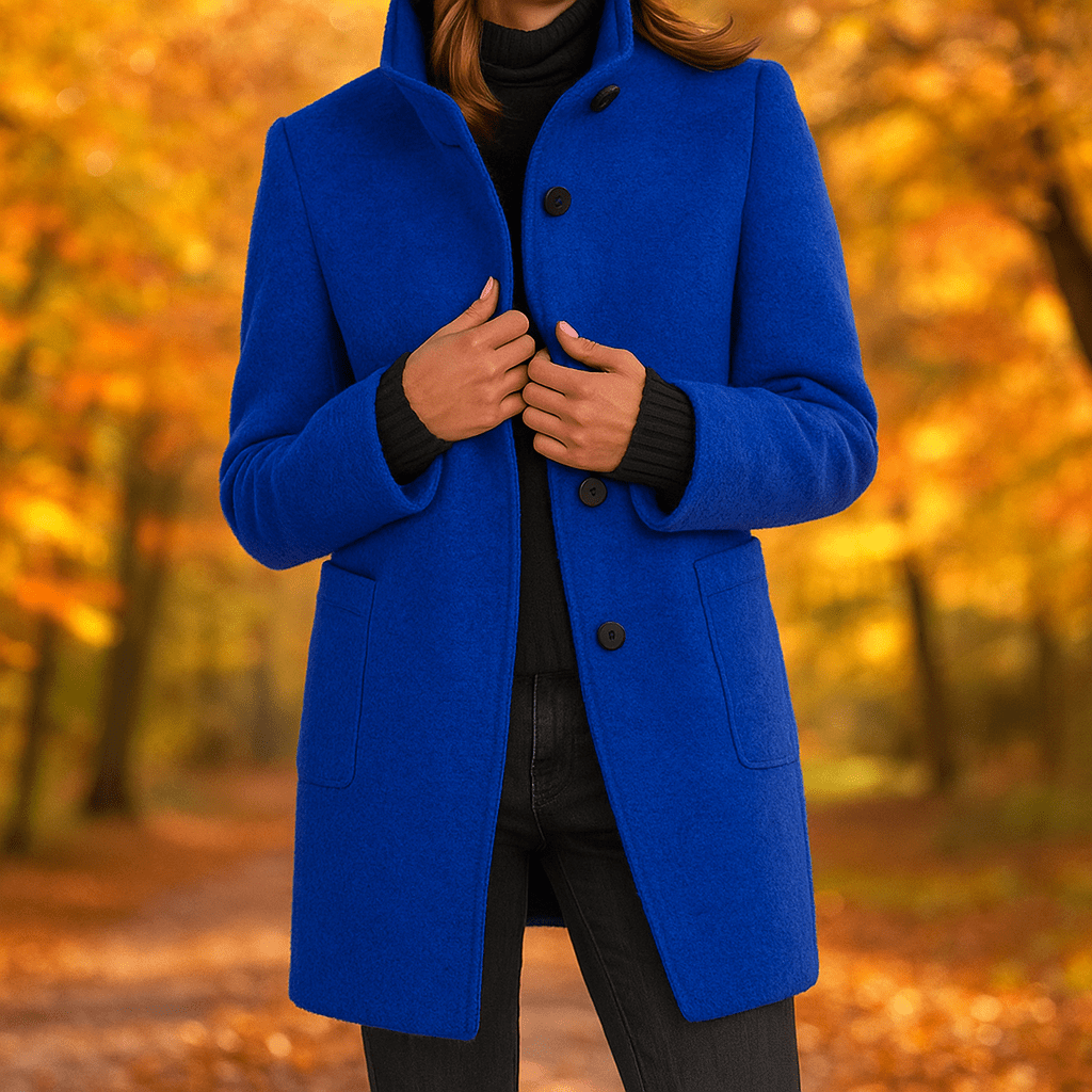 Pitkähihainen rento takki - pystykaulus - mukavuutta ja tyyliä - EmiyoSuomi - Takki Nainen