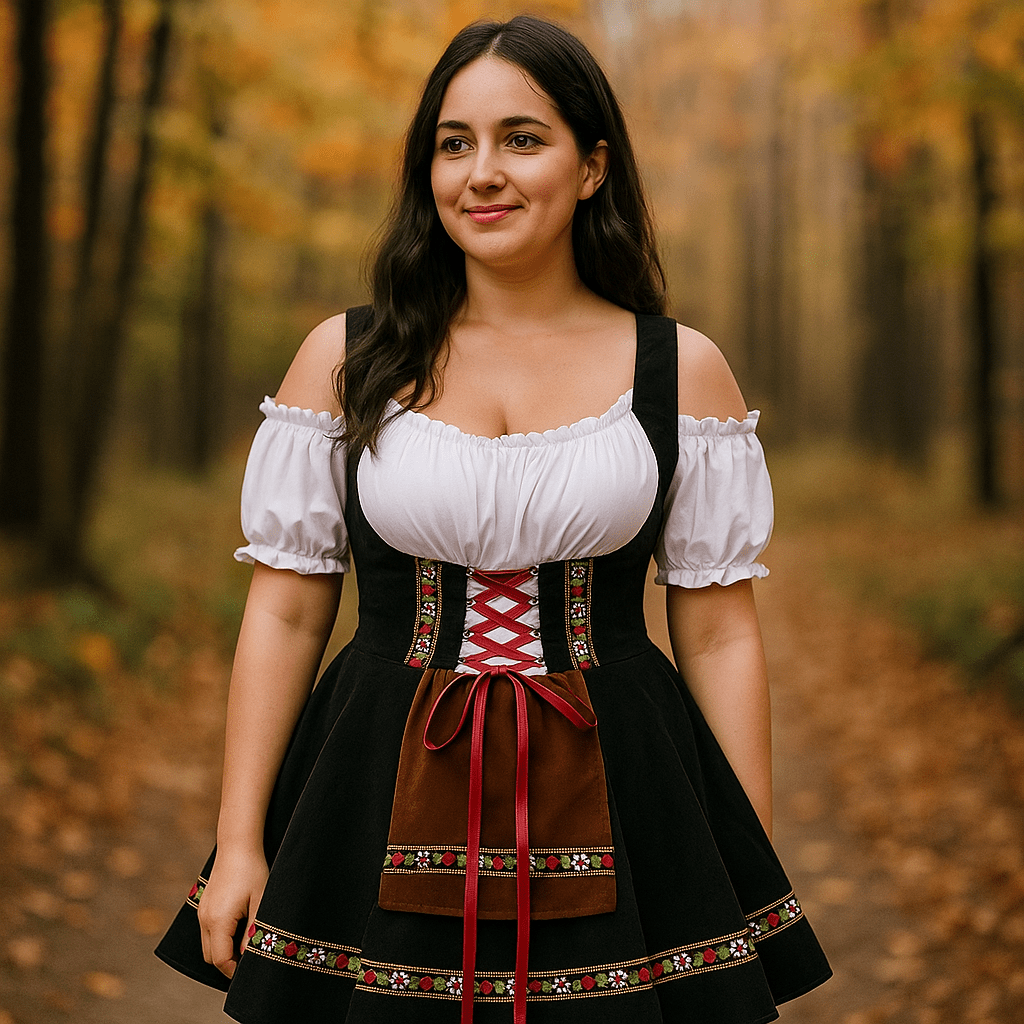 Plus Size Baijerilainen Halloween Mekko - Puffi Hihat - Mini - EmiyoSuomi - Halloween