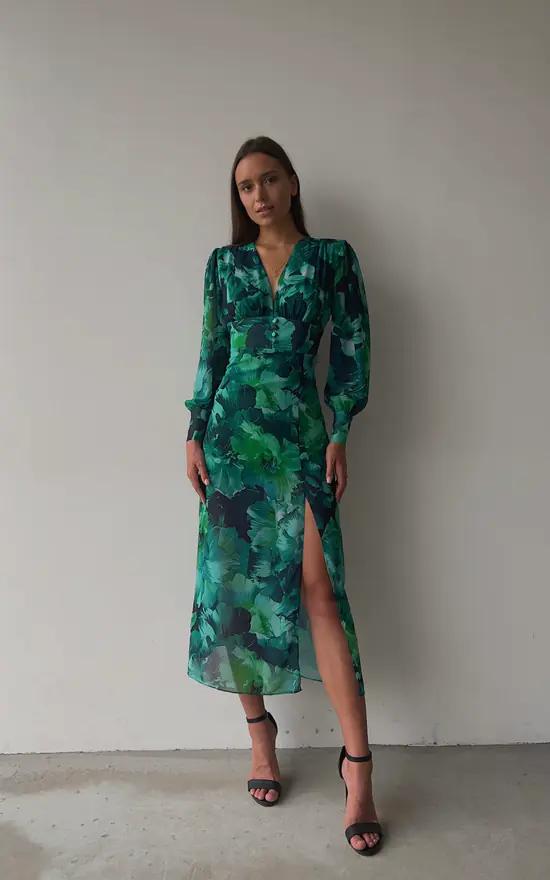 Samara - Midi-mekko Vihreä - Tyylikäs Naisten Mekko-Mekot-EmiyoSuomi