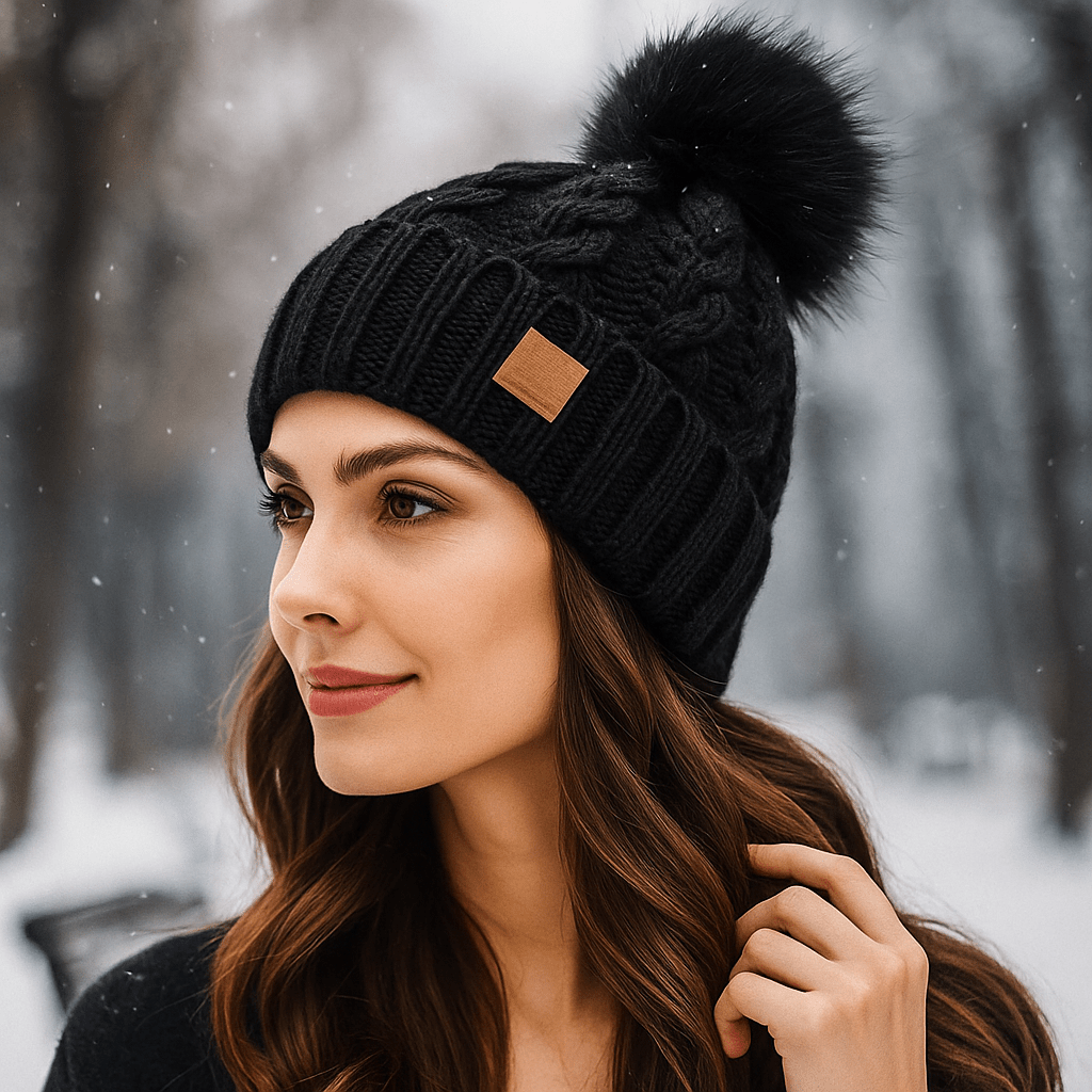 Pompomilla varustettu neulepipo - EmiyoSuomi - Lämpimät pipot