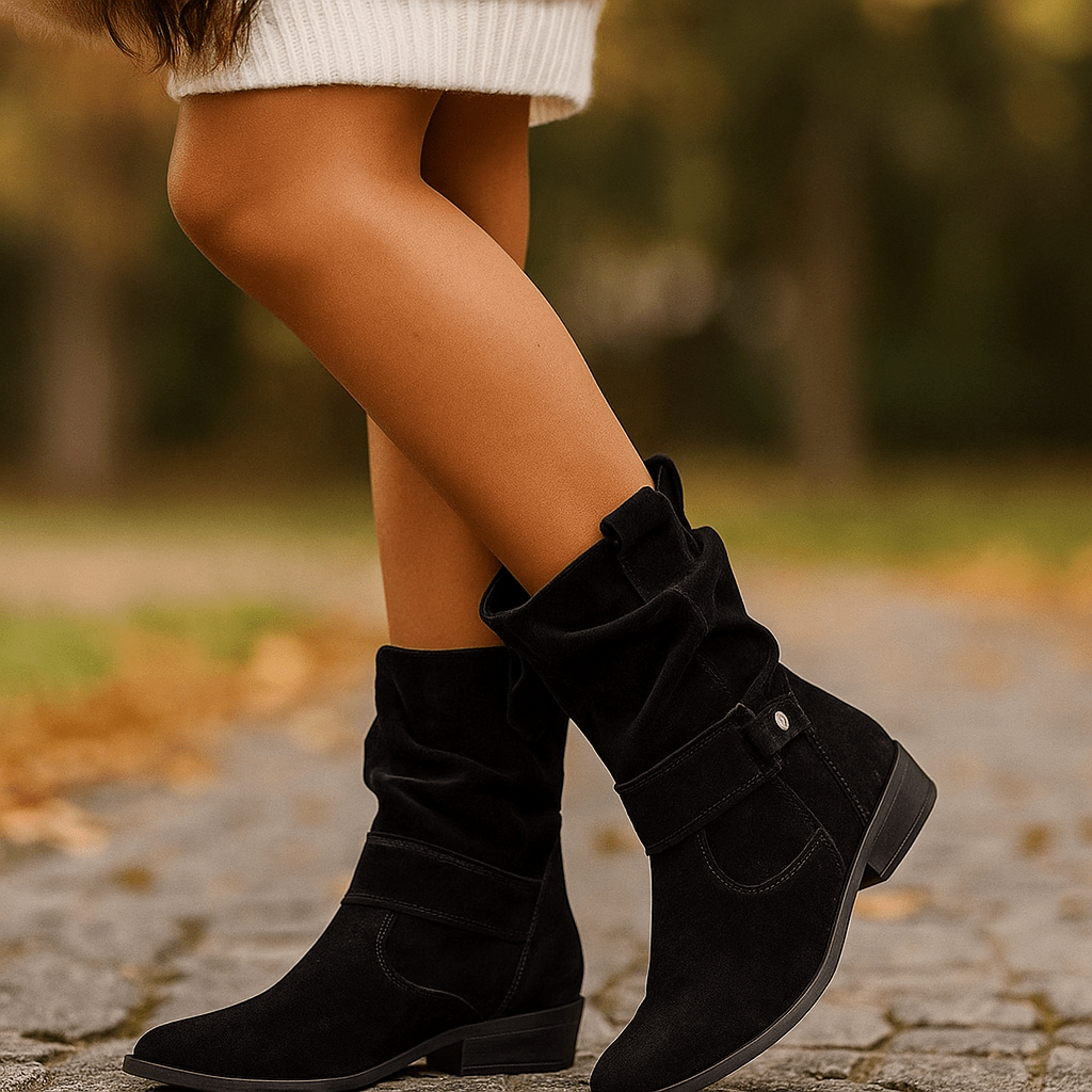 Rhes Nubuck Saappaat Naisille - Pyöreä Varvas - Vetoketju - EmiyoSuomi - Saappaat Nainen