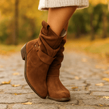 Rhes Nubuck Saappaat Naisille - Pyöreä Varvas - Vetoketju - EmiyoSuomi - Saappaat Nainen