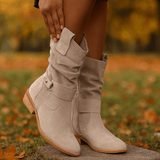 Rhes Nubuck Saappaat Naisille - Pyöreä Varvas - Vetoketju - EmiyoSuomi - Saappaat Nainen