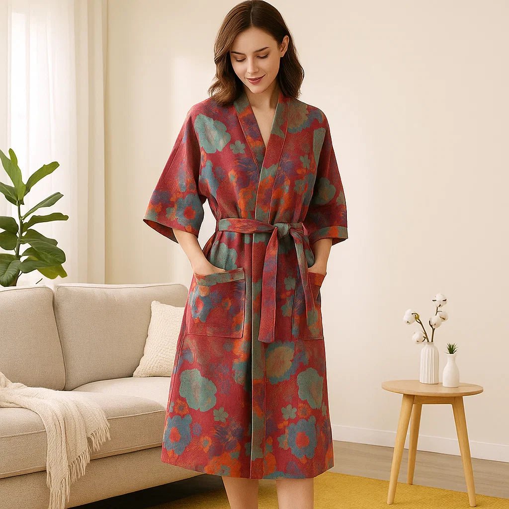 Rosewood Charm – Ylellinen Puuvillainen Kylpytakki Ajattomalla Eleganssilla - EmiyoSuomi - Kylpytakit