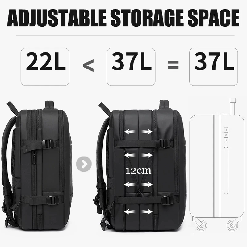 Laajennettava matkareppu - Varkauksilta suojaava, vedenpitävä laukku, jonka tilavuus on jopa 35L-Phone Accessories-EmiyoSuomi