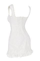 Valkoinen broderad miniklänning - Elegant - Sommar-Mekot-EmiyoSuomi