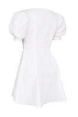 Robe blanche mini à manches bouffantes - Élégante - Mode-Mekot-EmiyoSuomi