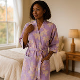 SereniLoom – Tyylikäs Kimono Hengittävästä Puuvillasta Äärimmäiseen Rentoutumiseen - EmiyoSuomi - Kylpytakit