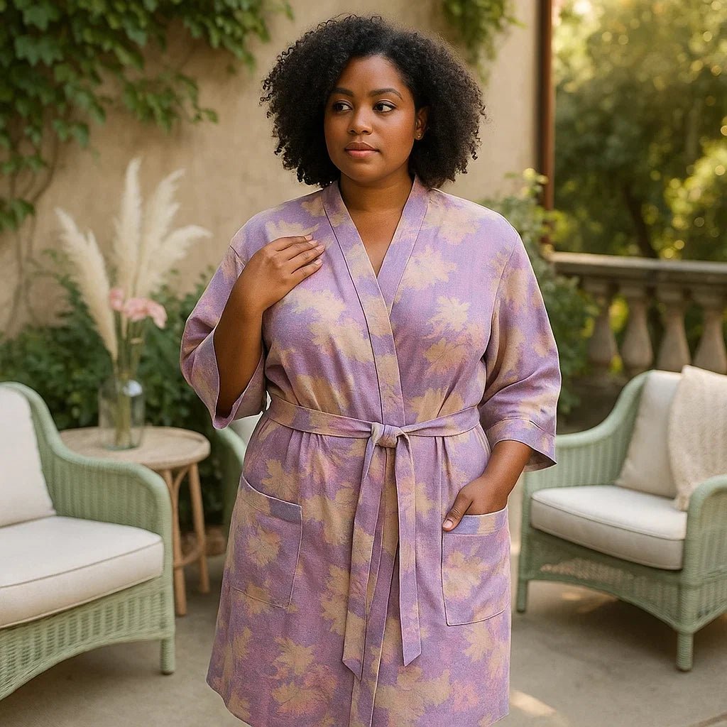 SereniLoom – Tyylikäs Kimono Hengittävästä Puuvillasta Äärimmäiseen Rentoutumiseen - EmiyoSuomi - Kylpytakit
