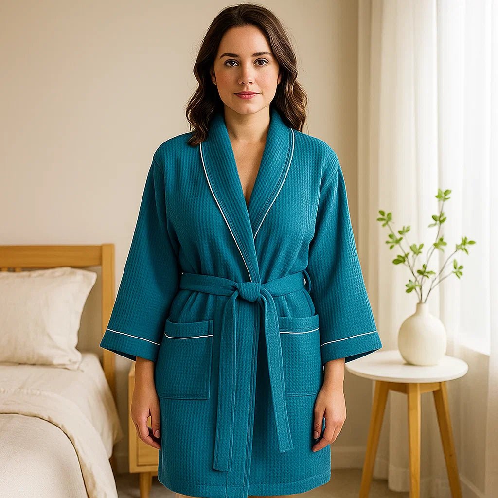 SereniLuxe – Waffle - kangasta valmistettu huppu ylellisellä mukavuudella - EmiyoSuomi - Kylpytakit