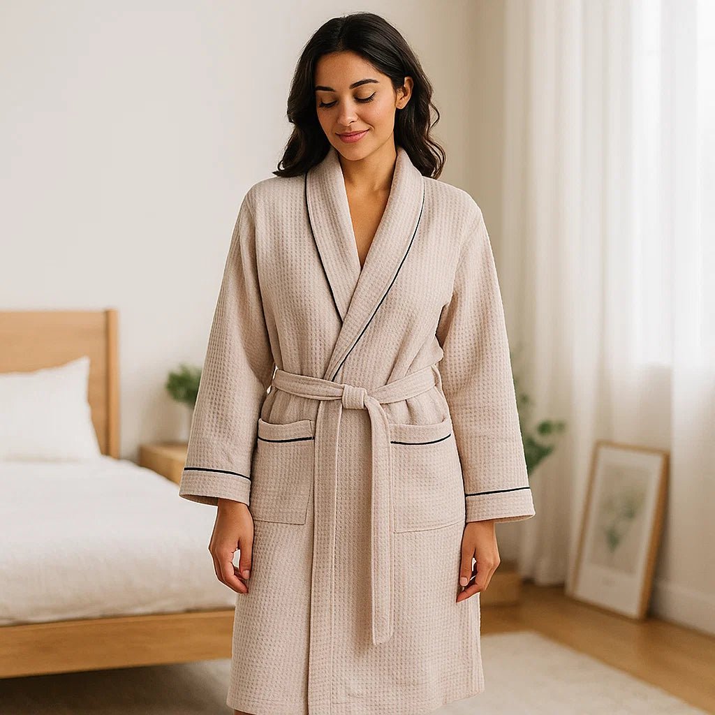 SereniLuxe – Waffle - kangasta valmistettu huppu ylellisellä mukavuudella - EmiyoSuomi - Kylpytakit