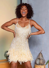 Naisten V-pääntie Mekko - Höyhenet - Ilta-asu-Mekot-EmiyoSuomi