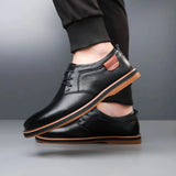 Miesten nahkakengät oxford nauhalliset pyöreäkärkiset täysjyväinen nahka