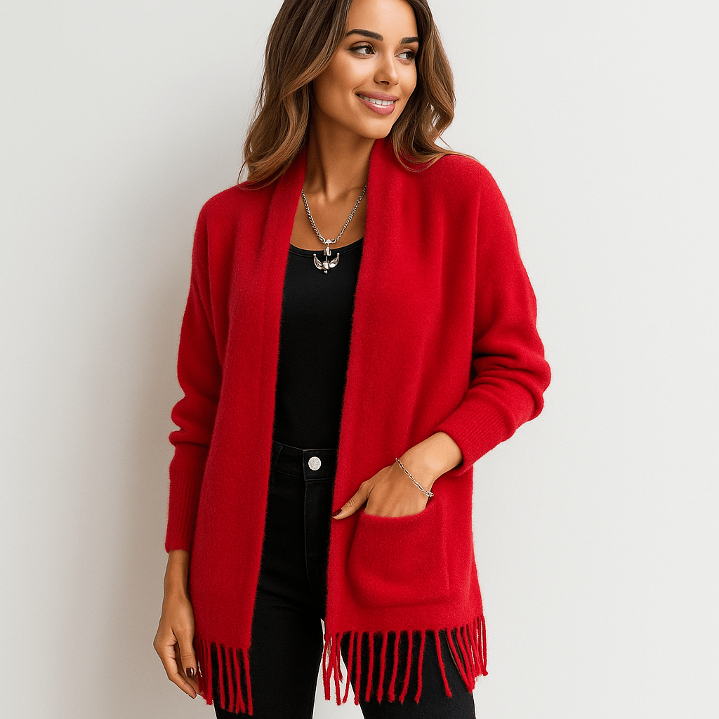 Stilla Cardigan Frilloilla - Pehmeä Mukavuus - Uniikki Design - EmiyoSuomi - Neuleet