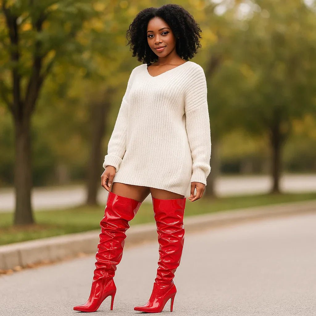 Stilla Lakkinahka Yli - polven Saappaat - Elegantti Mukavuus - Katrinette - EmiyoSuomi - Saappaat Nainen