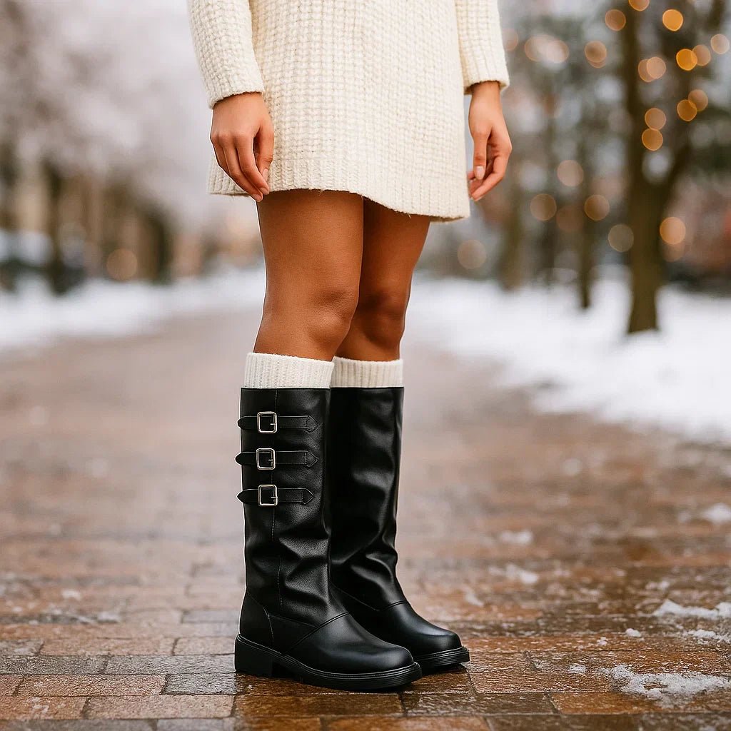 Stilla Mustat Saappaat - Kestävä Pohja - Mukavuus ja Kestävyys - EmiyoSuomi - Saappaat Nainen