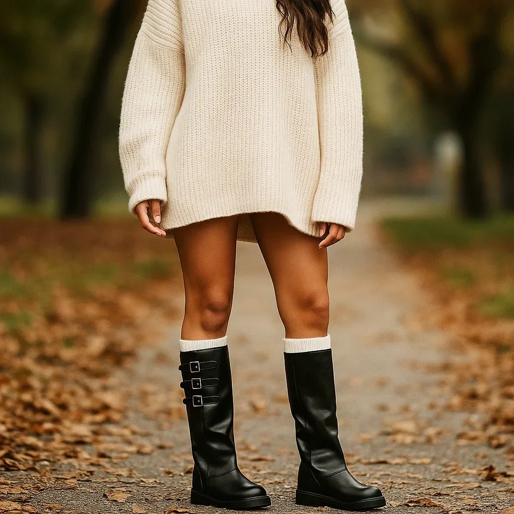 Stilla Mustat Saappaat - Kestävä Pohja - Mukavuus ja Kestävyys - EmiyoSuomi - Saappaat Nainen