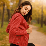 Stilla Naisen Nahkatakki - Elegantti Suunnittelu - Mao Kaulus - Mukavuus - EmiyoSuomi - Takki Nainen