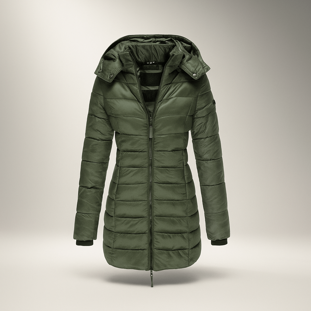 Stilla - Pitkä Takki Pehmeällä Vuorella ja Huoodilla - Trendikäs Mukavuus - EmiyoSuomi - Takki Nainen