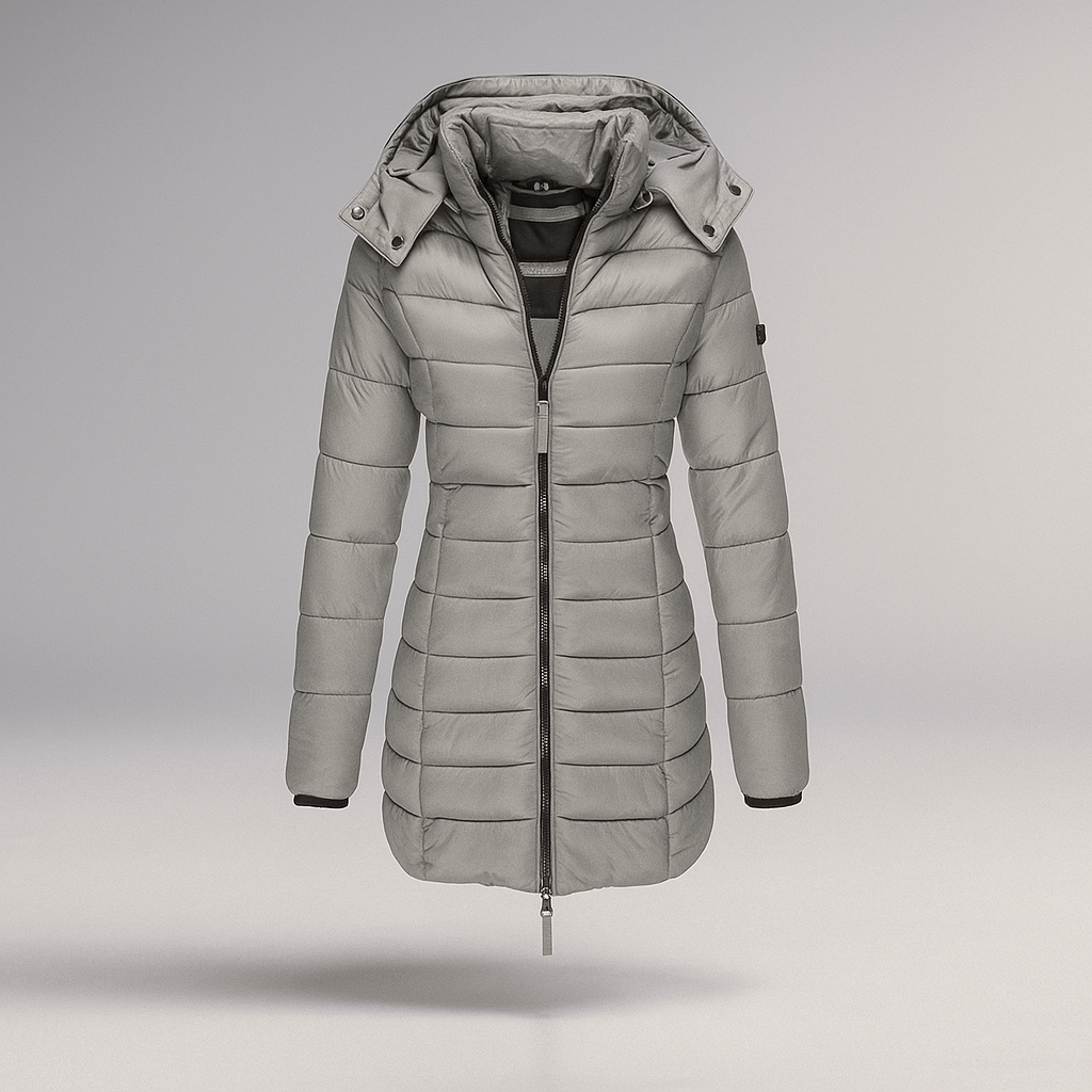 Stilla - Pitkä Takki Pehmeällä Vuorella ja Huoodilla - Trendikäs Mukavuus - EmiyoSuomi - Takki Nainen