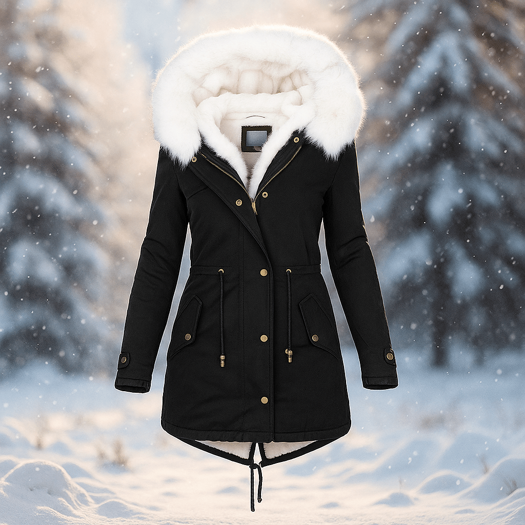 Stilla Tyylikäs Talvitakki - Huppu - Napitusyksityiskohta - Lämmin & Tyylikäs - EmiyoSuomi - Takki Nainen