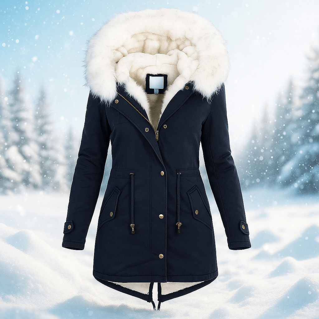 Stilla Tyylikäs Talvitakki - Huppu - Napitusyksityiskohta - Lämmin & Tyylikäs - EmiyoSuomi - Takki Nainen