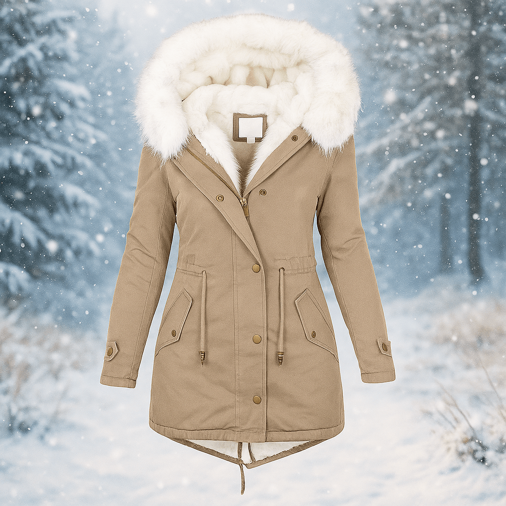 Stilla Tyylikäs Talvitakki - Huppu - Napitusyksityiskohta - Lämmin & Tyylikäs - EmiyoSuomi - Takki Nainen