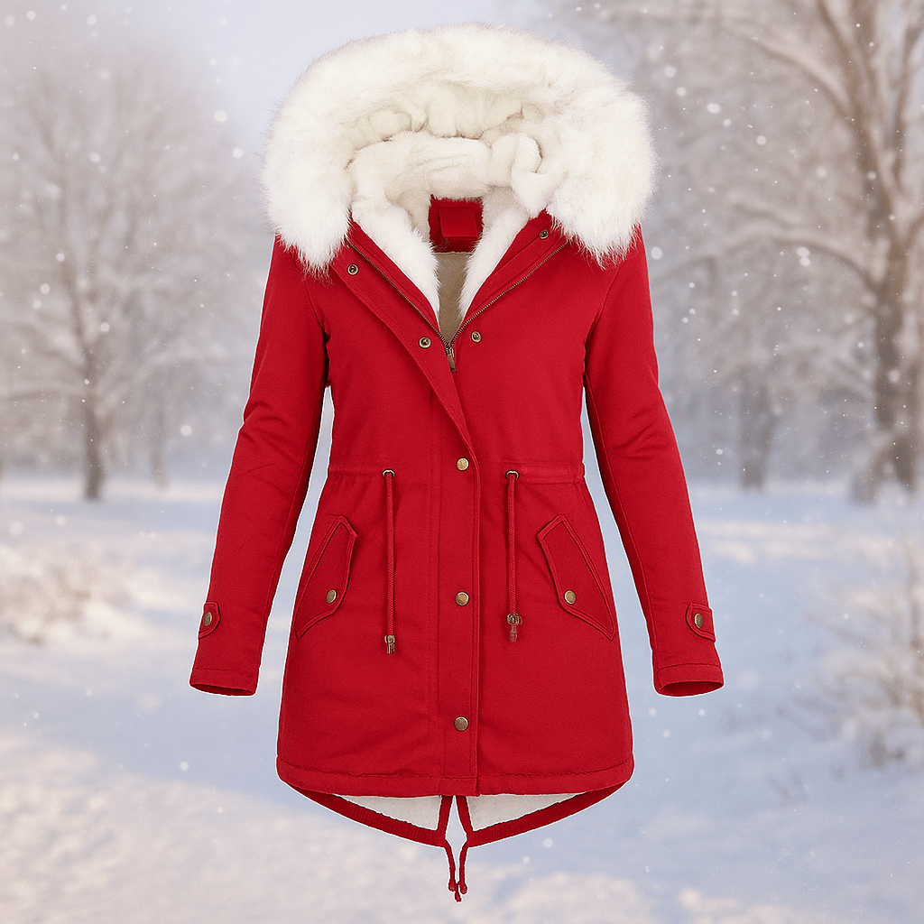 Stilla Tyylikäs Talvitakki - Huppu - Napitusyksityiskohta - Lämmin & Tyylikäs - EmiyoSuomi - Takki Nainen