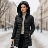 Stilla Untuvatakki - Ultrakevyt Naisille Siirtymäkauden Takki Huoodilla - EmiyoSuomi - Takki Nainen