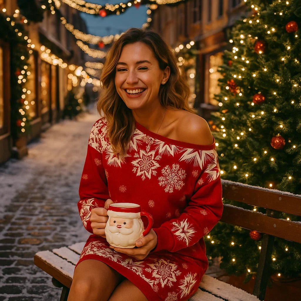 Tonya – Joulumekko Lumihiutaleilla – Naisten Juhlava Mekko - EmiyoSuomi - Joulupuserot