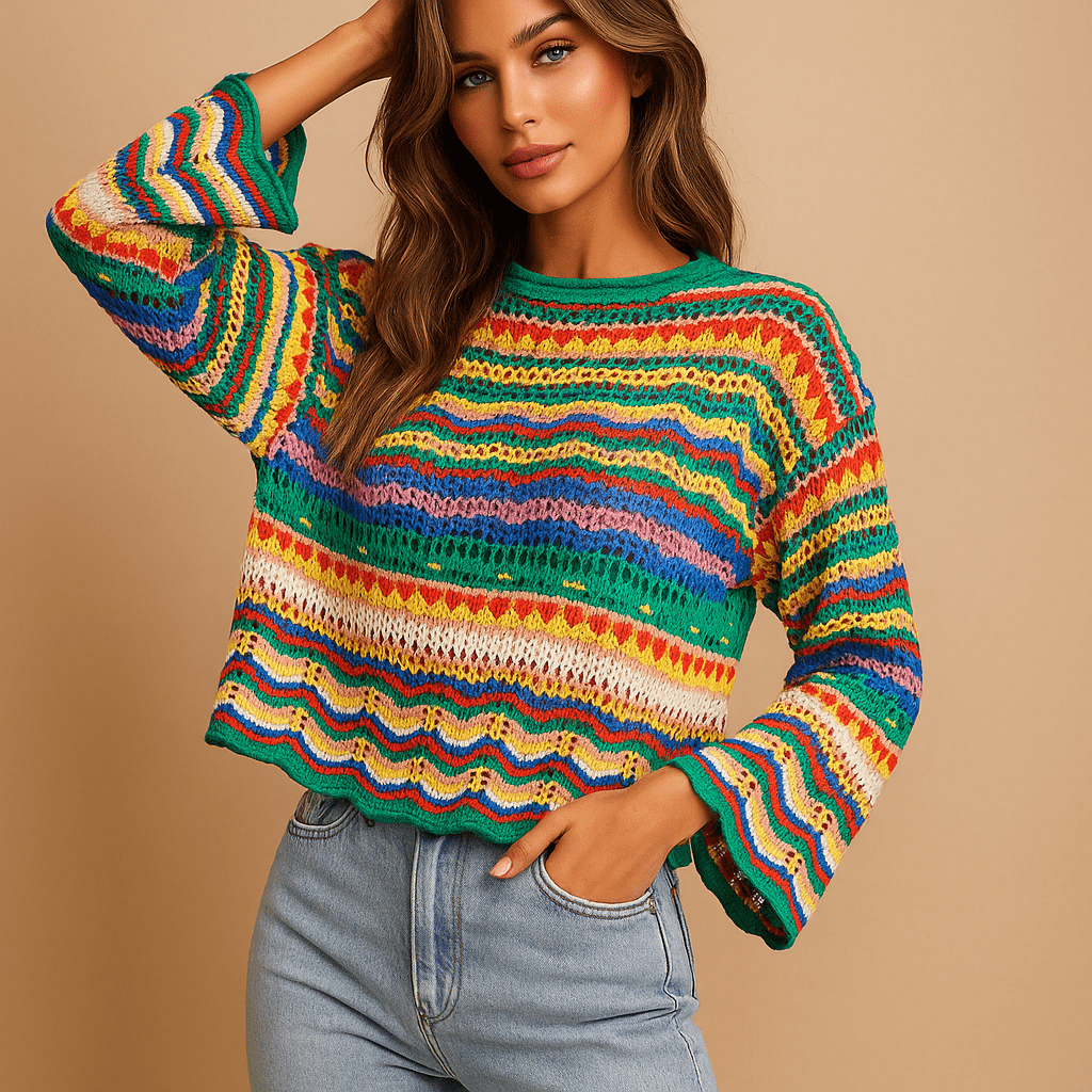 Trendikäs löysä neulepaita naisille - Mukava - Hengittävä - Tyylikäs - EmiyoSuomi - Neulepusero Nainen