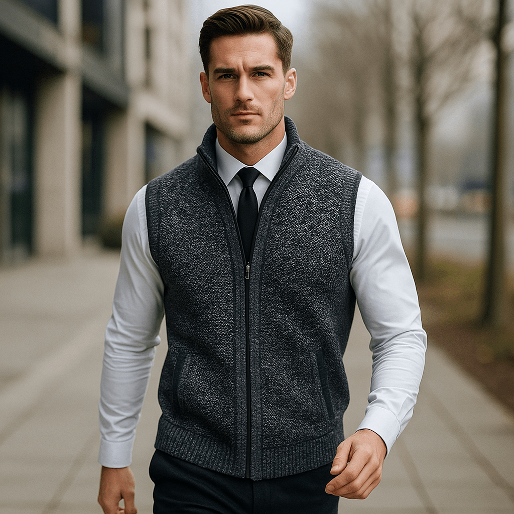 Tyylikäs neuleliivi miehille – mukava ja ajaton - EmiyoSuomi - Takit - Miehet