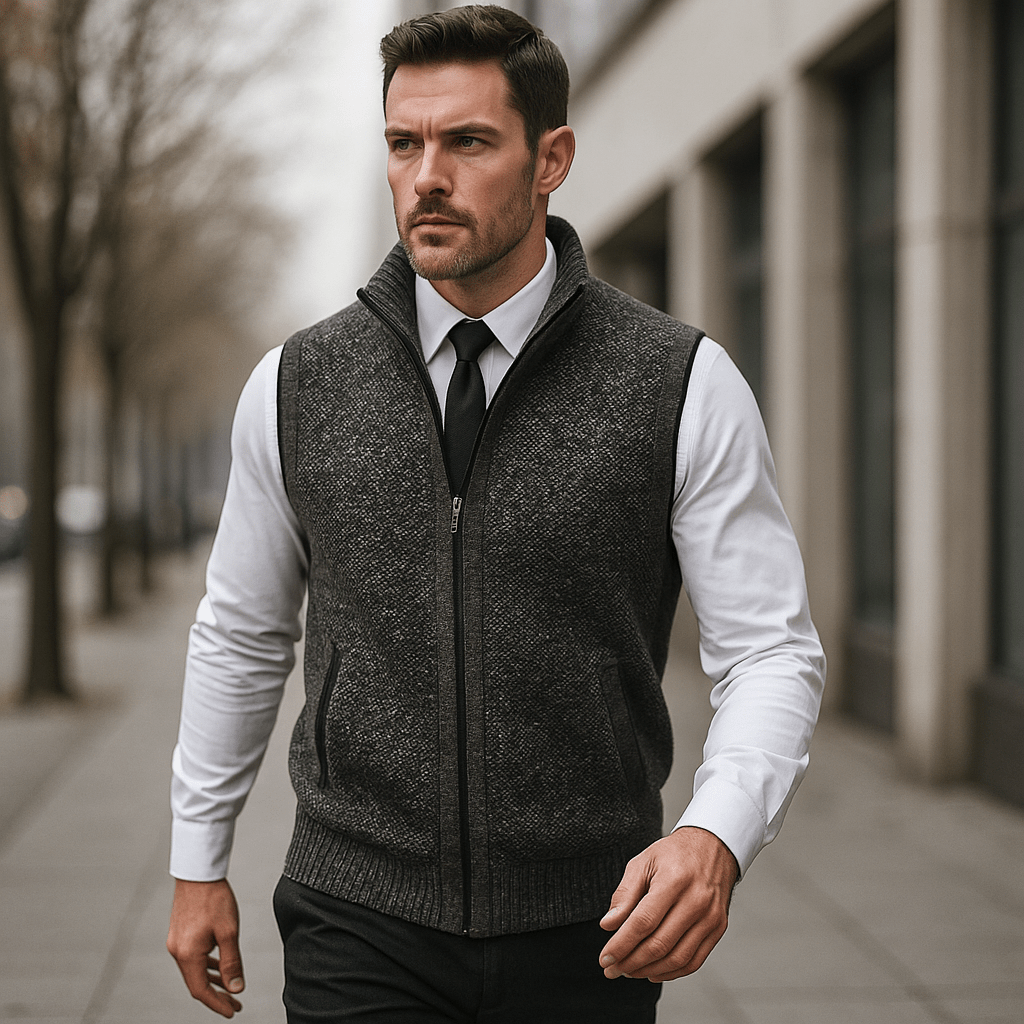 Tyylikäs neuleliivi miehille – mukava ja ajaton - EmiyoSuomi - Takit - Miehet