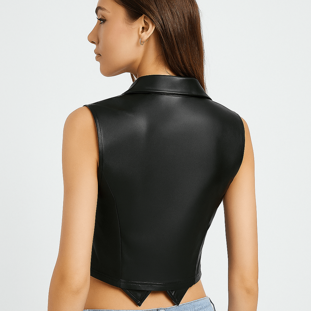 Tyylikäs tiukasti istuva tekonahkaliivi naisille - EmiyoSuomi - Naisten liivi