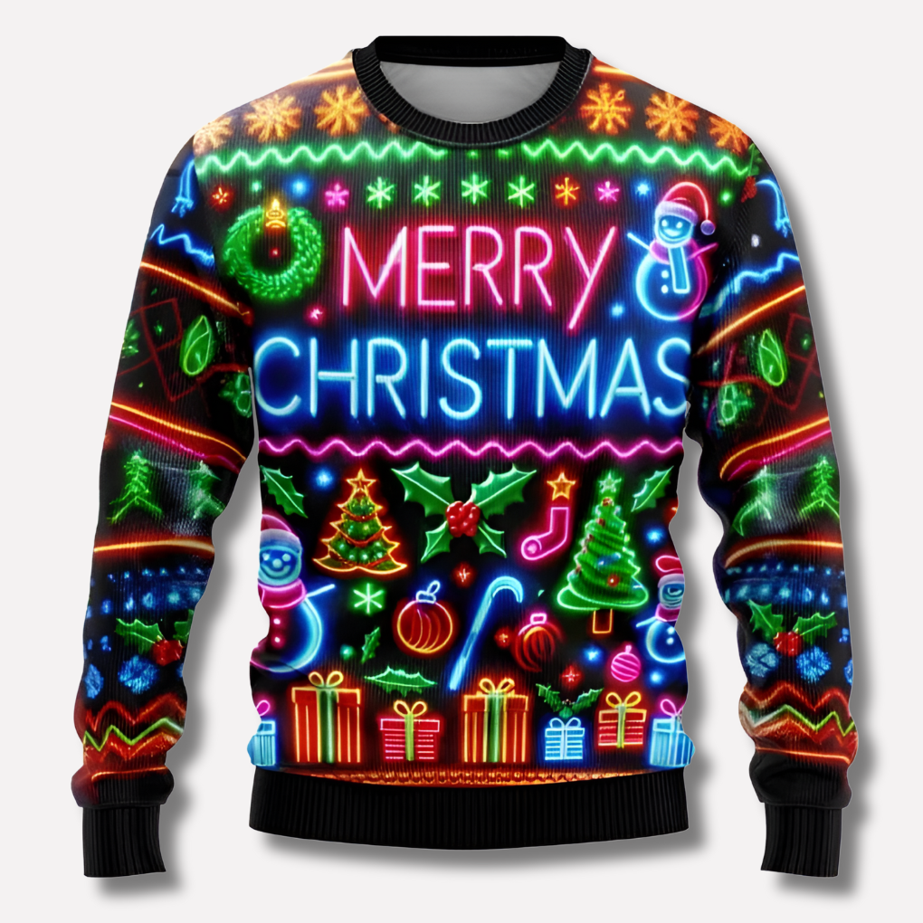 Jouluneule unisex neon hirvi lumihiutale graafinen kuvio