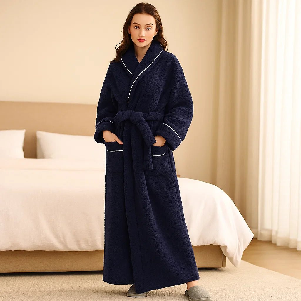 VeluLuxe – Tyylikäs Flanelli Kylpytakki Huipputasoisella Mukavuudella - EmiyoSuomi - Kylpytakit