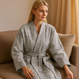 VeluSage – Viimeistelty Puuvillainen Kylpytakki Jacquard - yksityiskohdalla Täydelliseen Rentoutumiseen - EmiyoSuomi - Kylpytakit