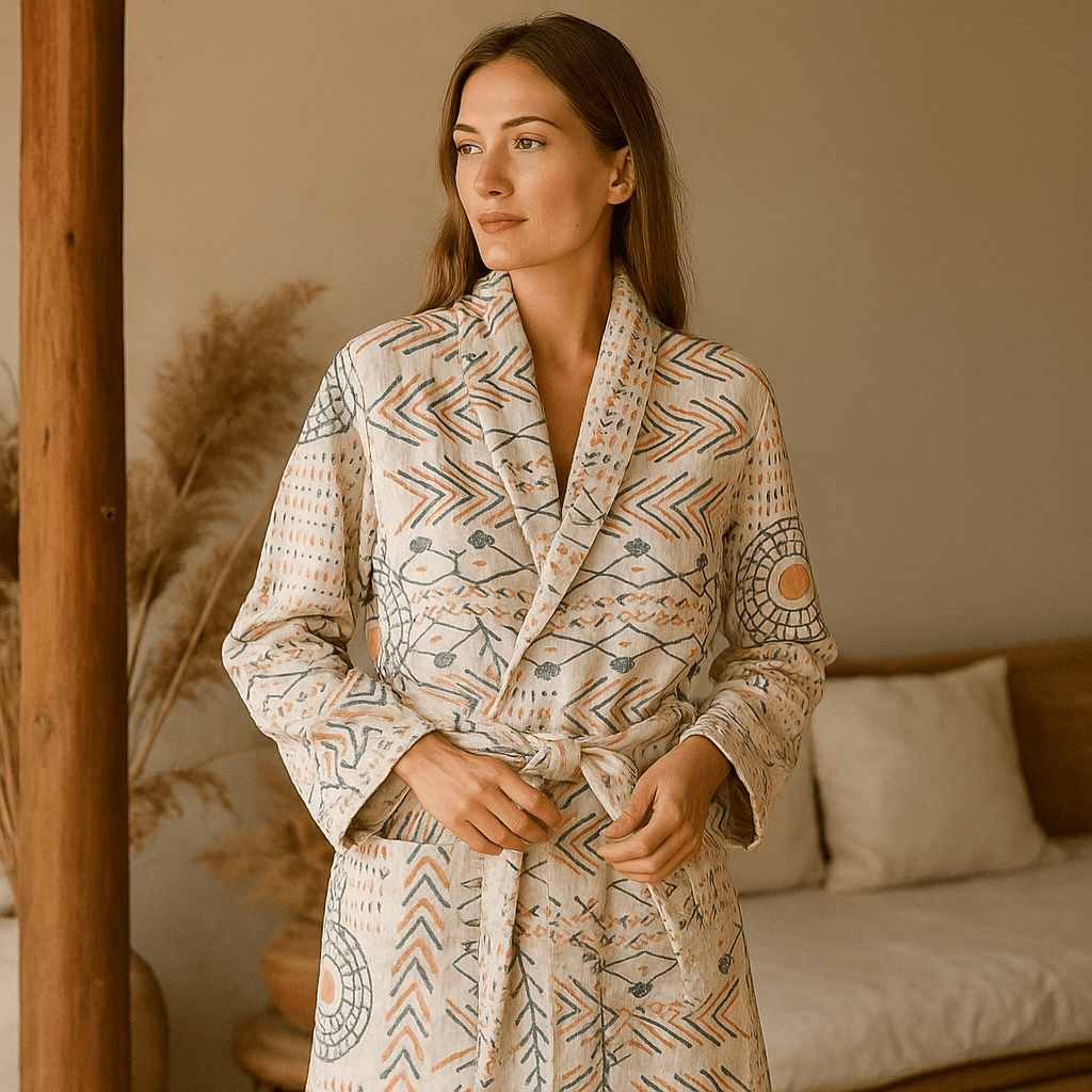 VelvetMorn – Pehmeä Luksuspyjama Puuvillasekoitteesta Rentouttaviin Hetkiin - EmiyoSuomi - Kylpytakit