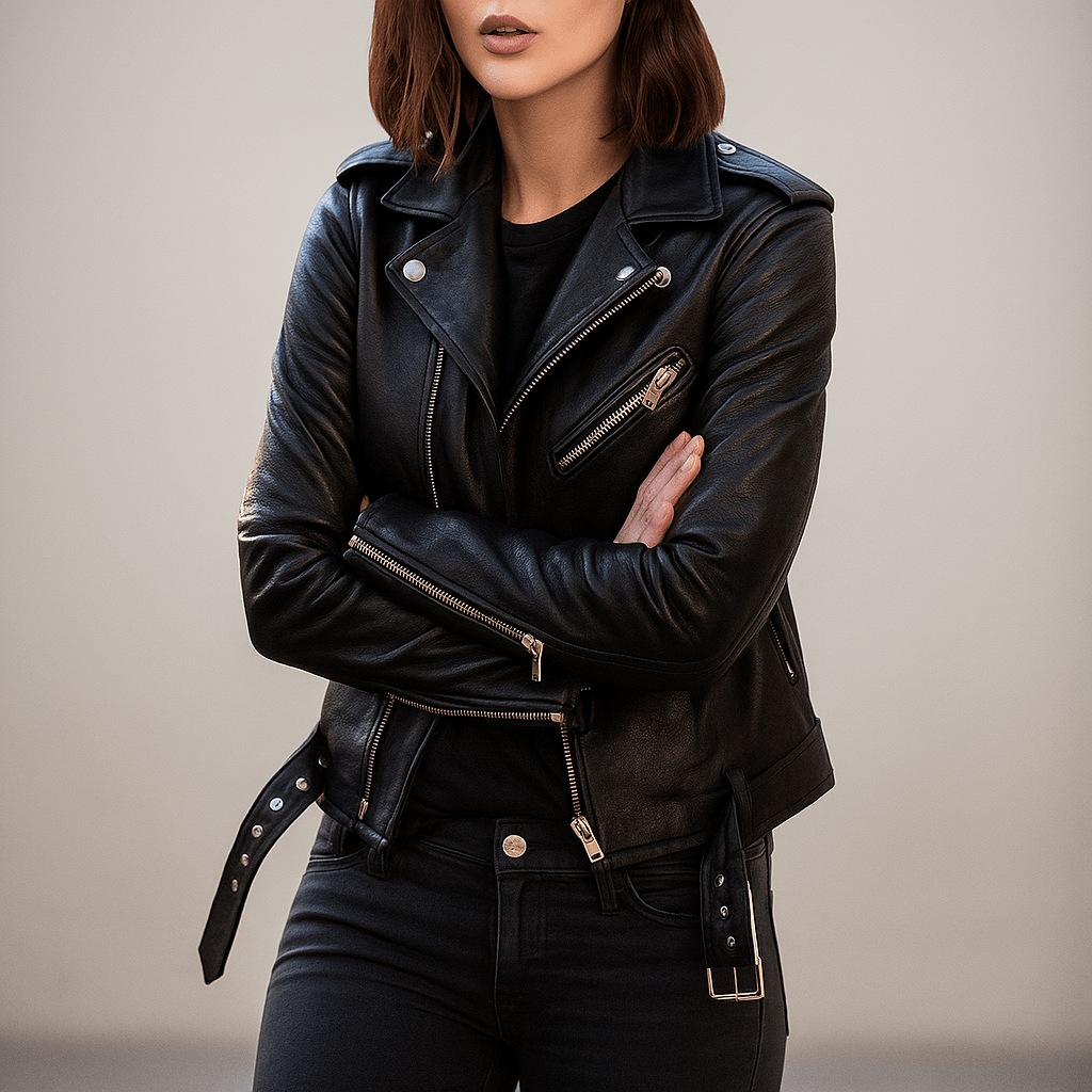 Vintage Naisten Nahkatakki - Vetoketju - Tyylikäs & Kestävä - EmiyoSuomi - Takki Nainen