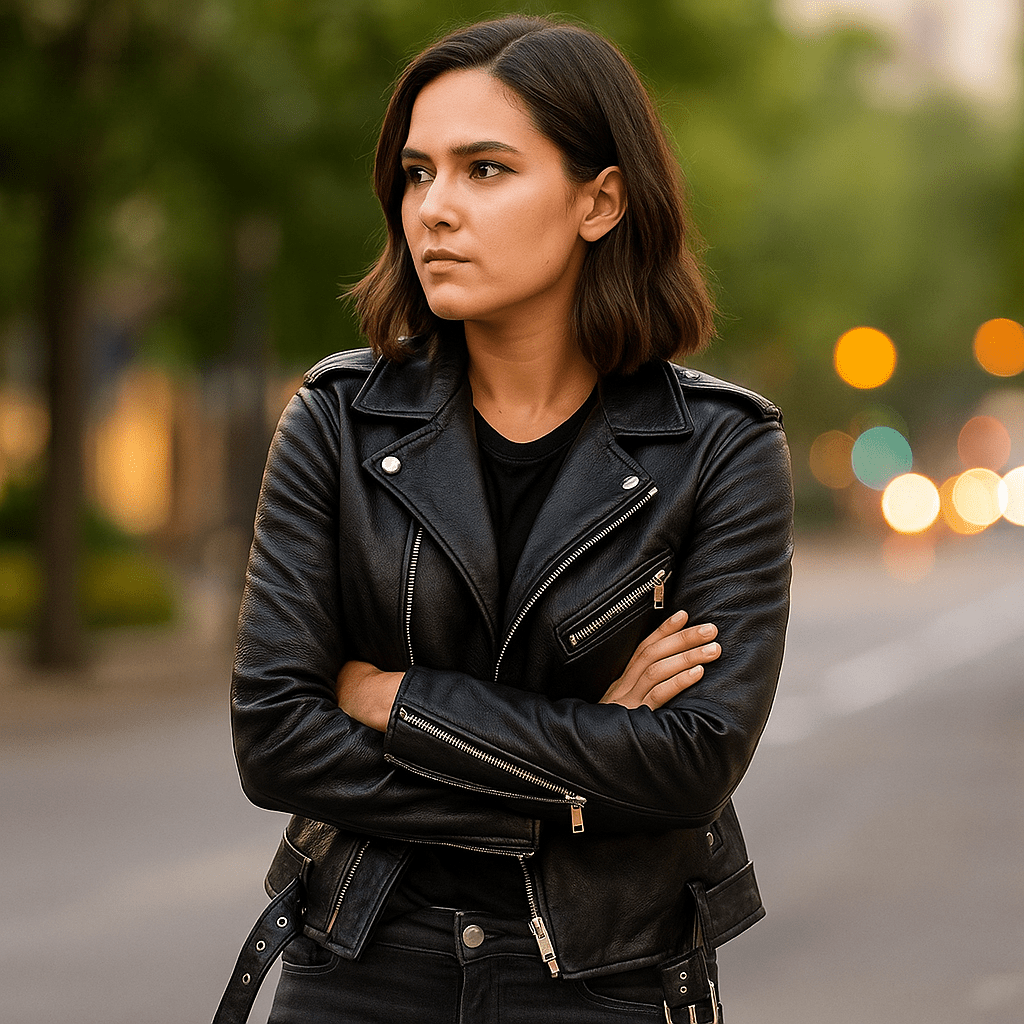 Vintage Naisten Nahkatakki - Vetoketju - Tyylikäs & Kestävä - EmiyoSuomi - Takki Nainen