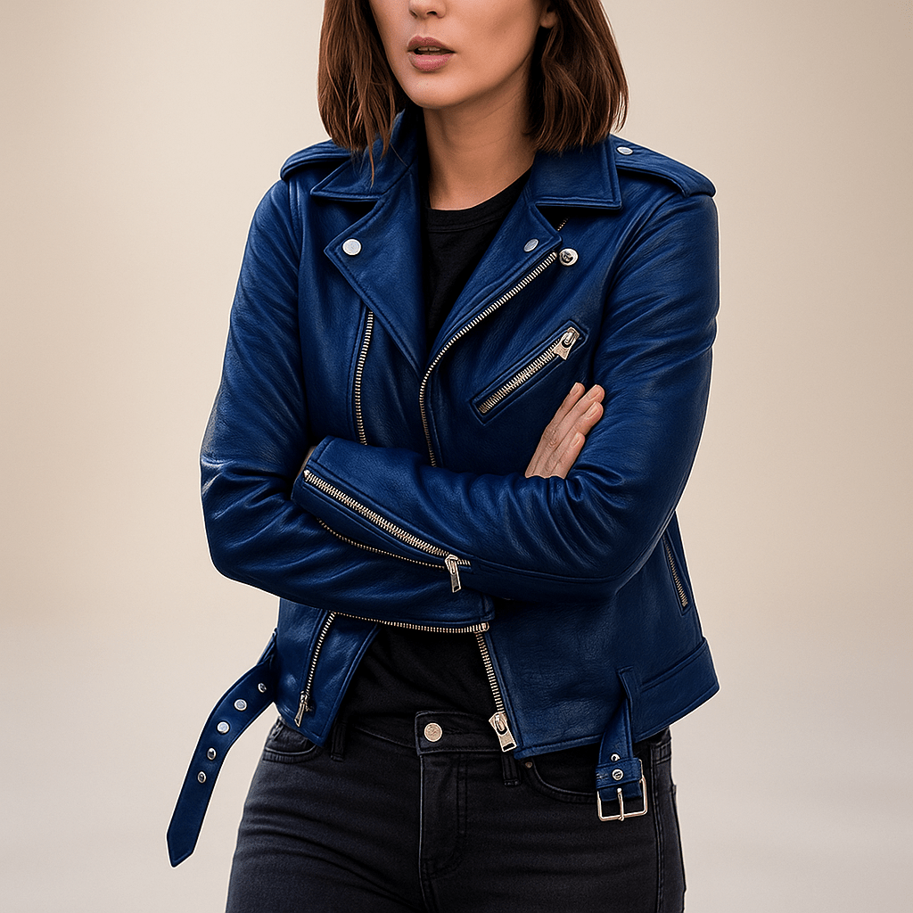 Vintage Naisten Nahkatakki - Vetoketju - Tyylikäs & Kestävä - EmiyoSuomi - Takki Nainen